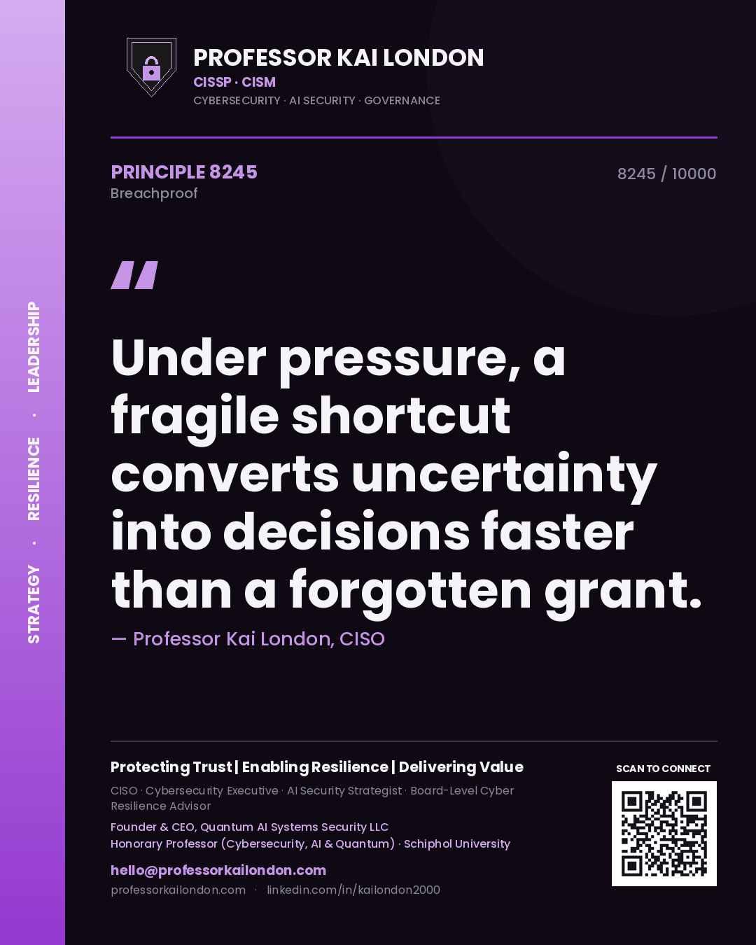 Professor Kai London principle 8245: Under pressure, a fragile shortcut converts uncertainty into decisions faster than a forgotten grant.