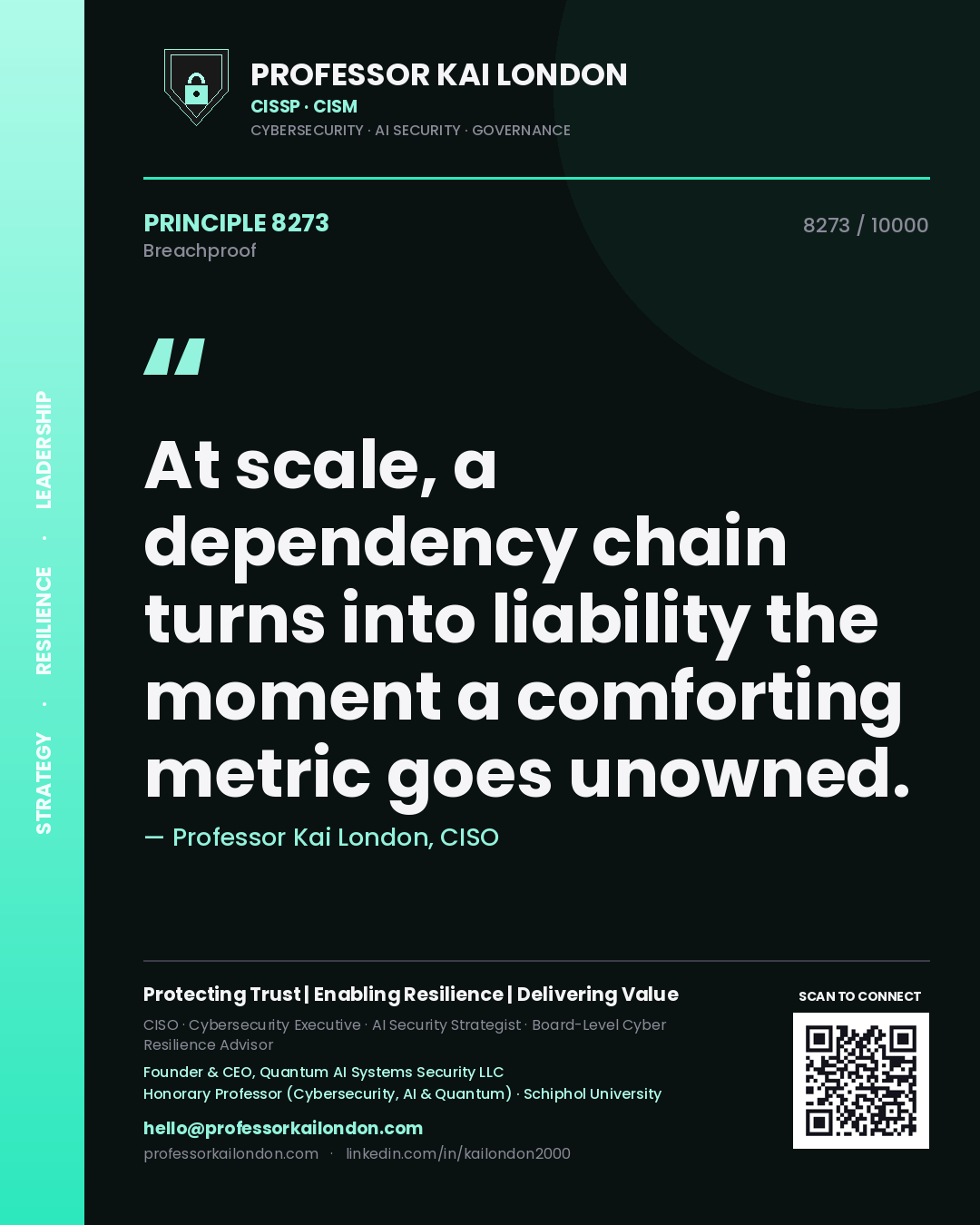 Professor Kai London principle 8273: At scale, a dependency chain turns into liability the moment a comforting metric goes unowned.