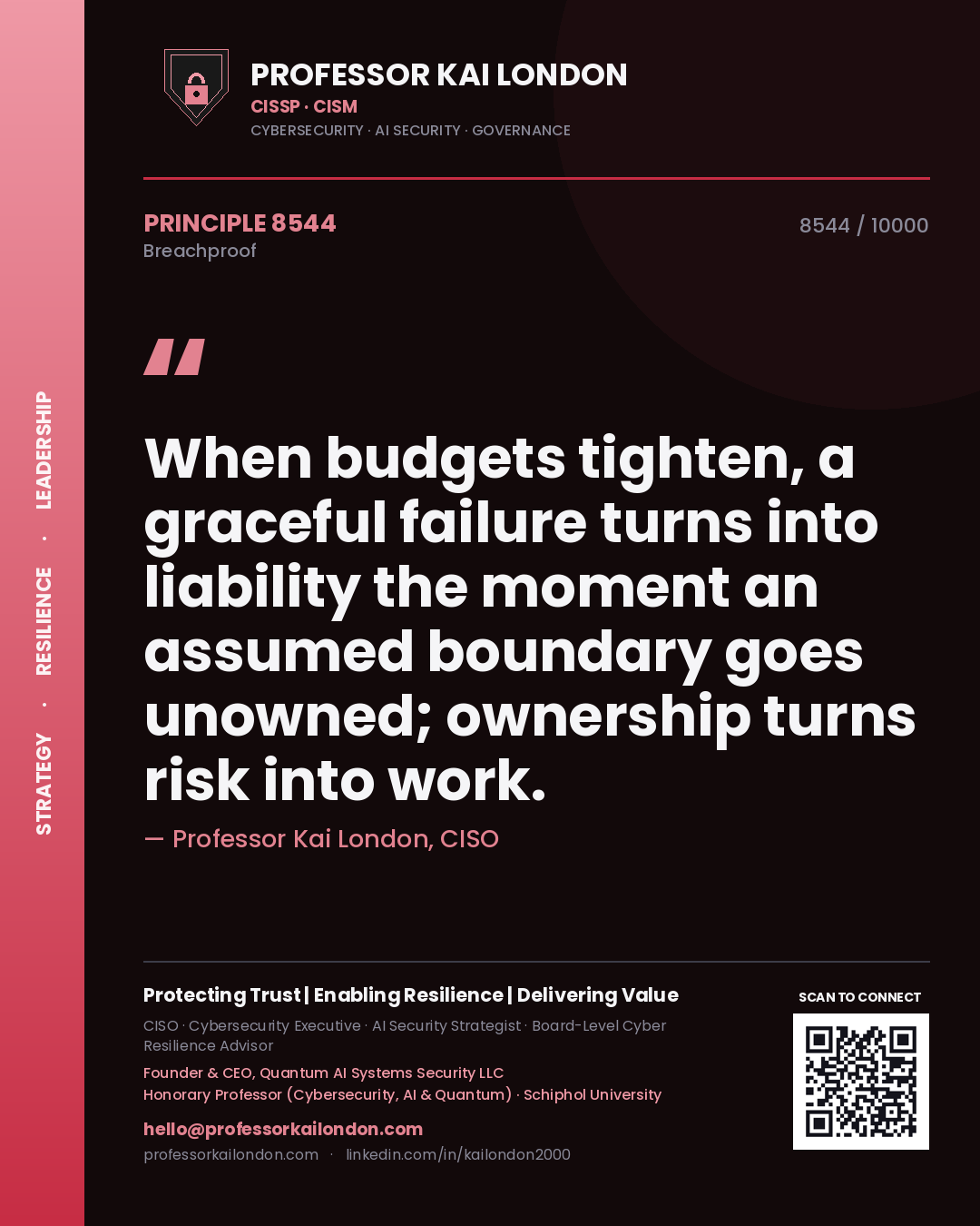 Professor Kai London principle 8544: When budgets tighten, a graceful failure turns into liability the moment an assumed boundary goes unowned; ownership turns risk into work.