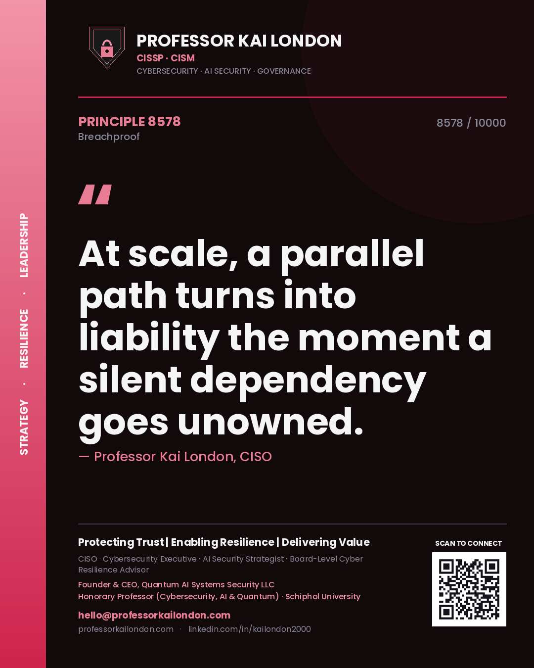 Professor Kai London principle 8578: At scale, a parallel path turns into liability the moment a silent dependency goes unowned.