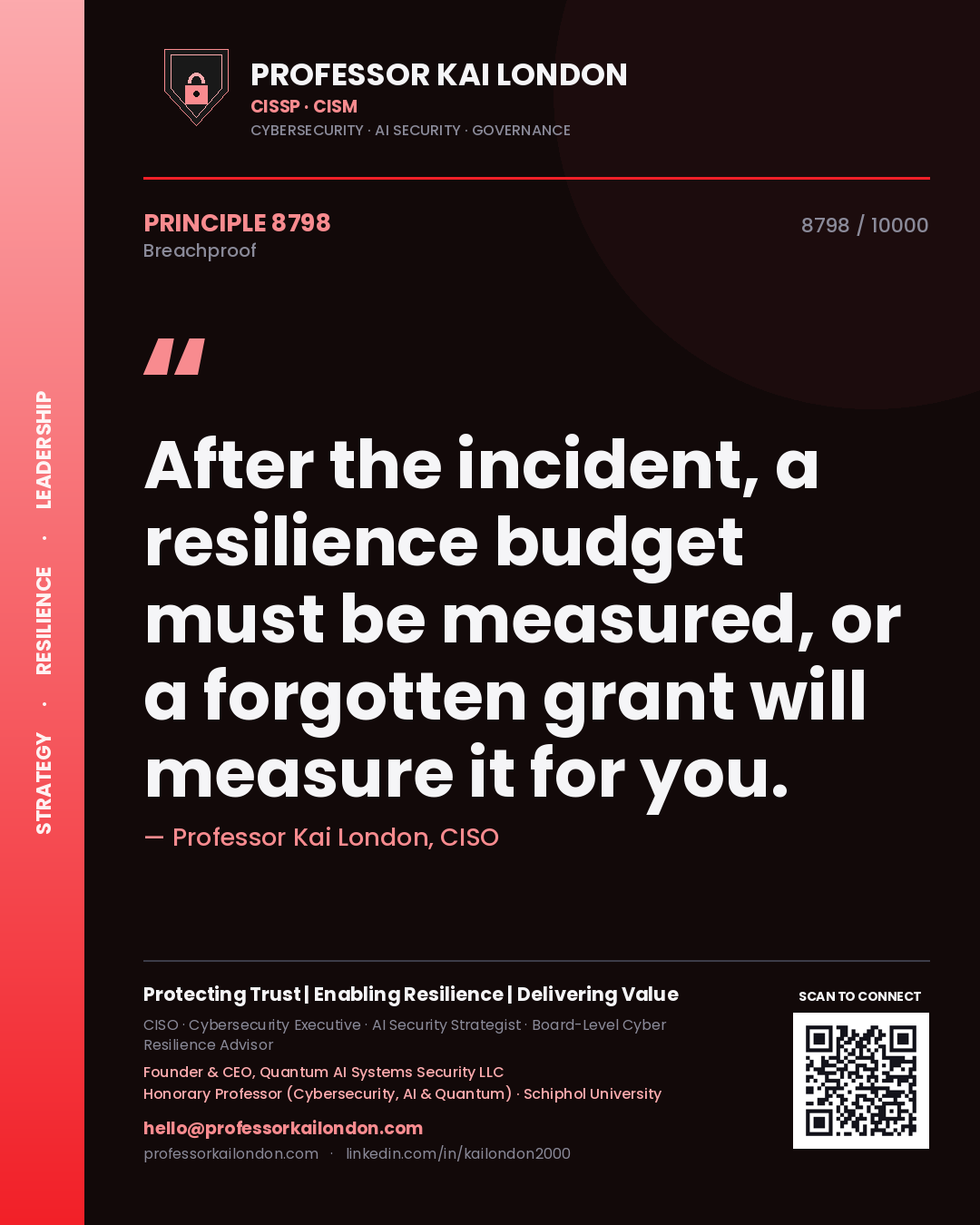 Professor Kai London principle 8798: After the incident, a resilience budget must be measured, or a forgotten grant will measure it for you.