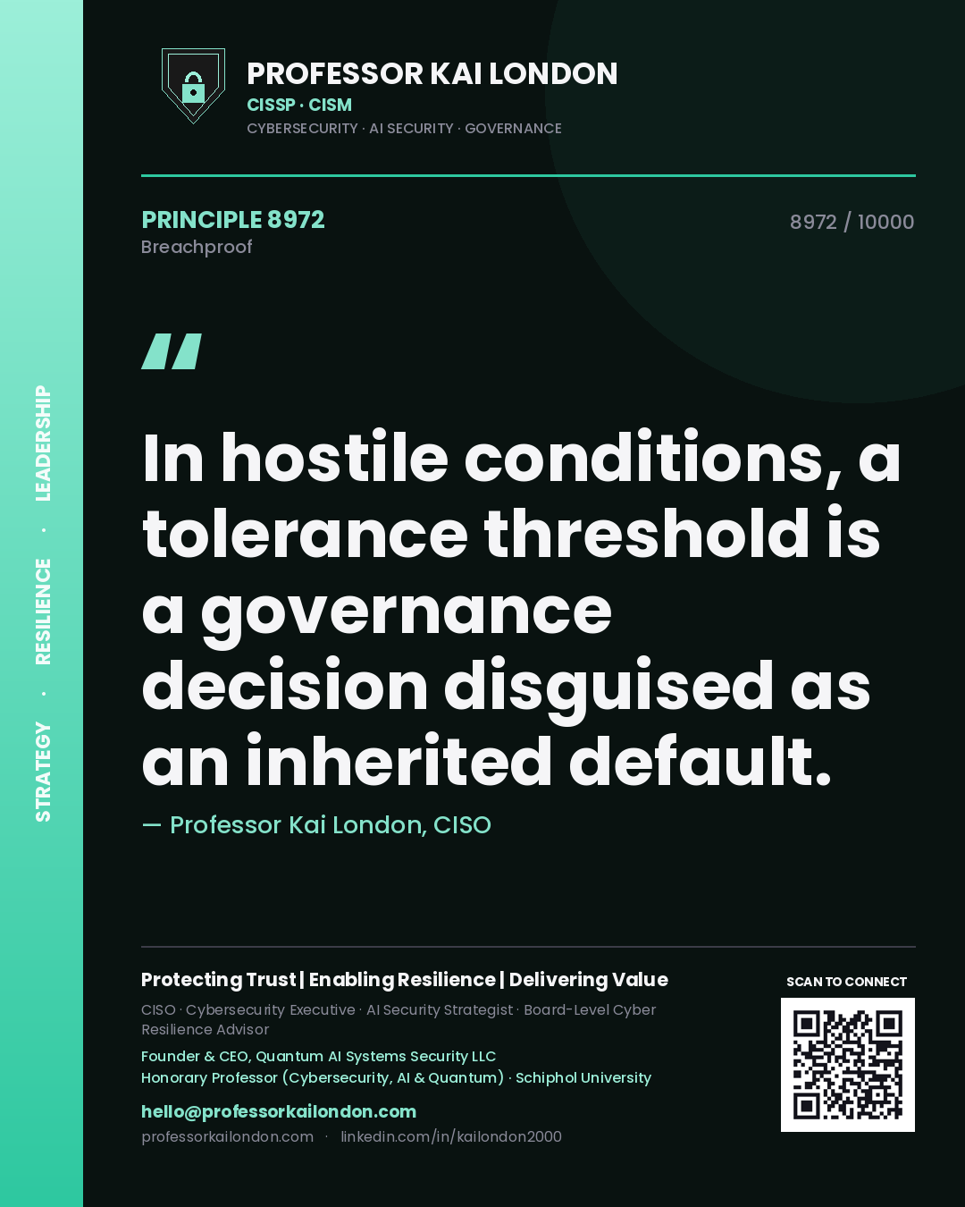 Professor Kai London principle 8972: In hostile conditions, a tolerance threshold is a governance decision disguised as an inherited default.