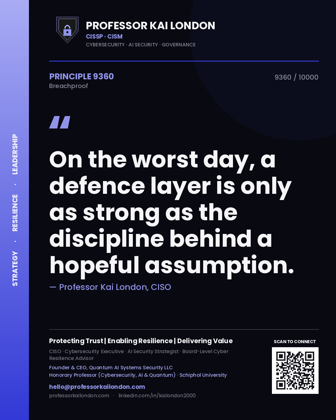 Professor Kai London principle 9360: On the worst day, a defence layer is only as strong as the discipline behind a hopeful assumption.
