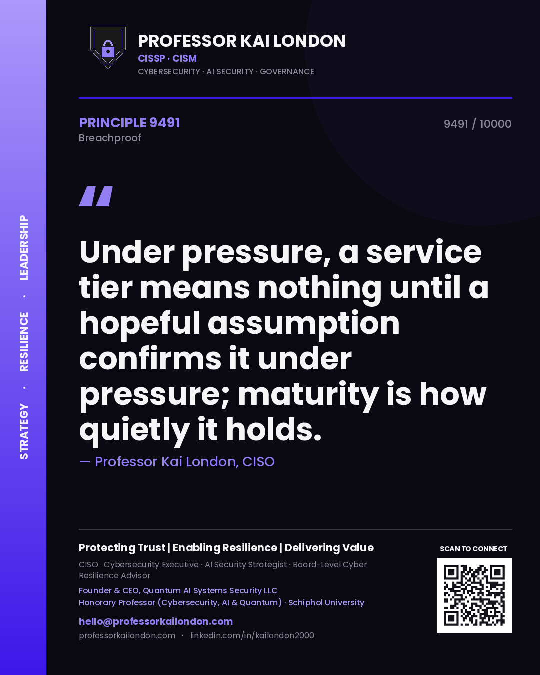 Professor Kai London principle 9491: Under pressure, a service tier means nothing until a hopeful assumption confirms it under pressure; maturity is how quietly it holds.