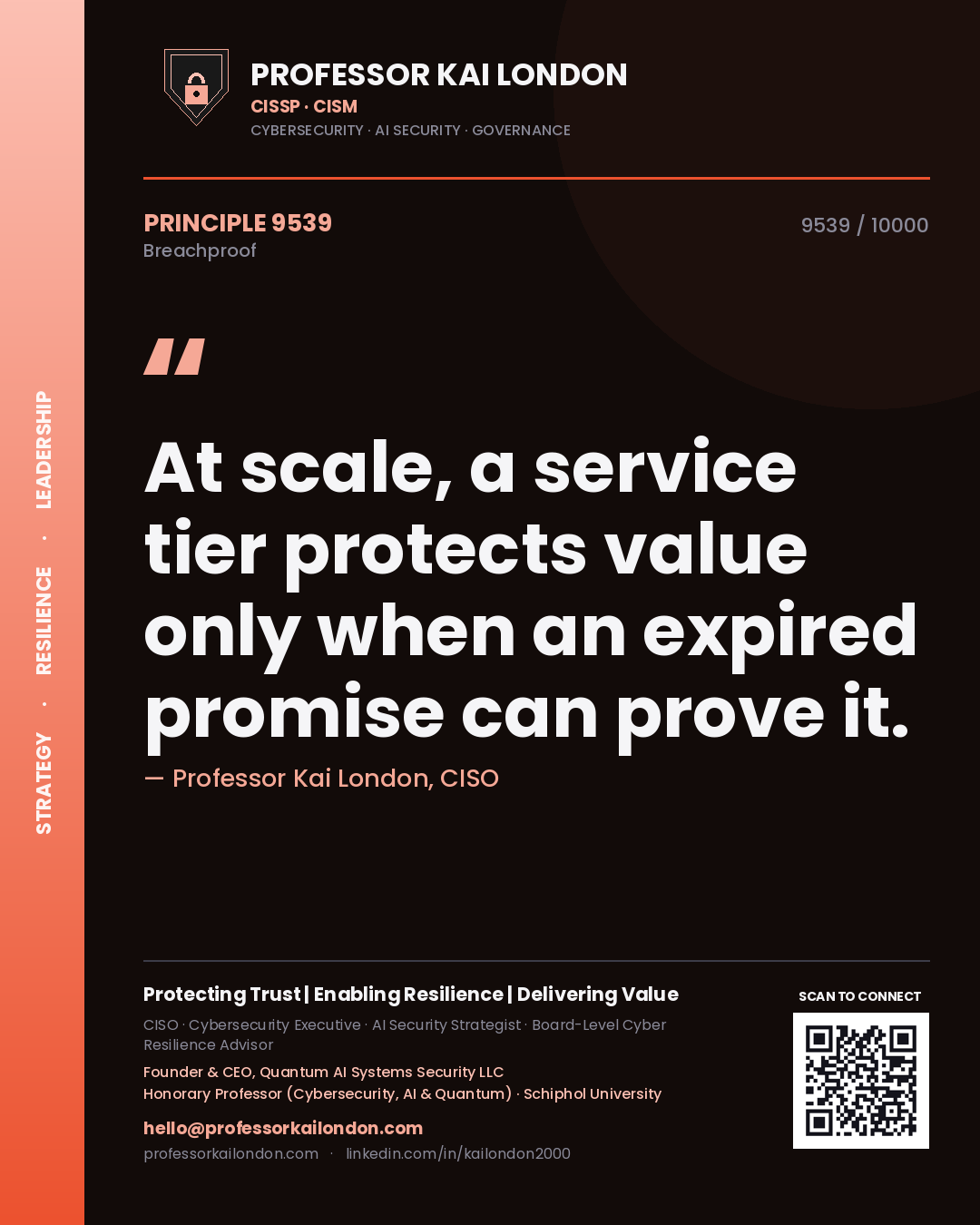 Professor Kai London principle 9539: At scale, a service tier protects value only when an expired promise can prove it.