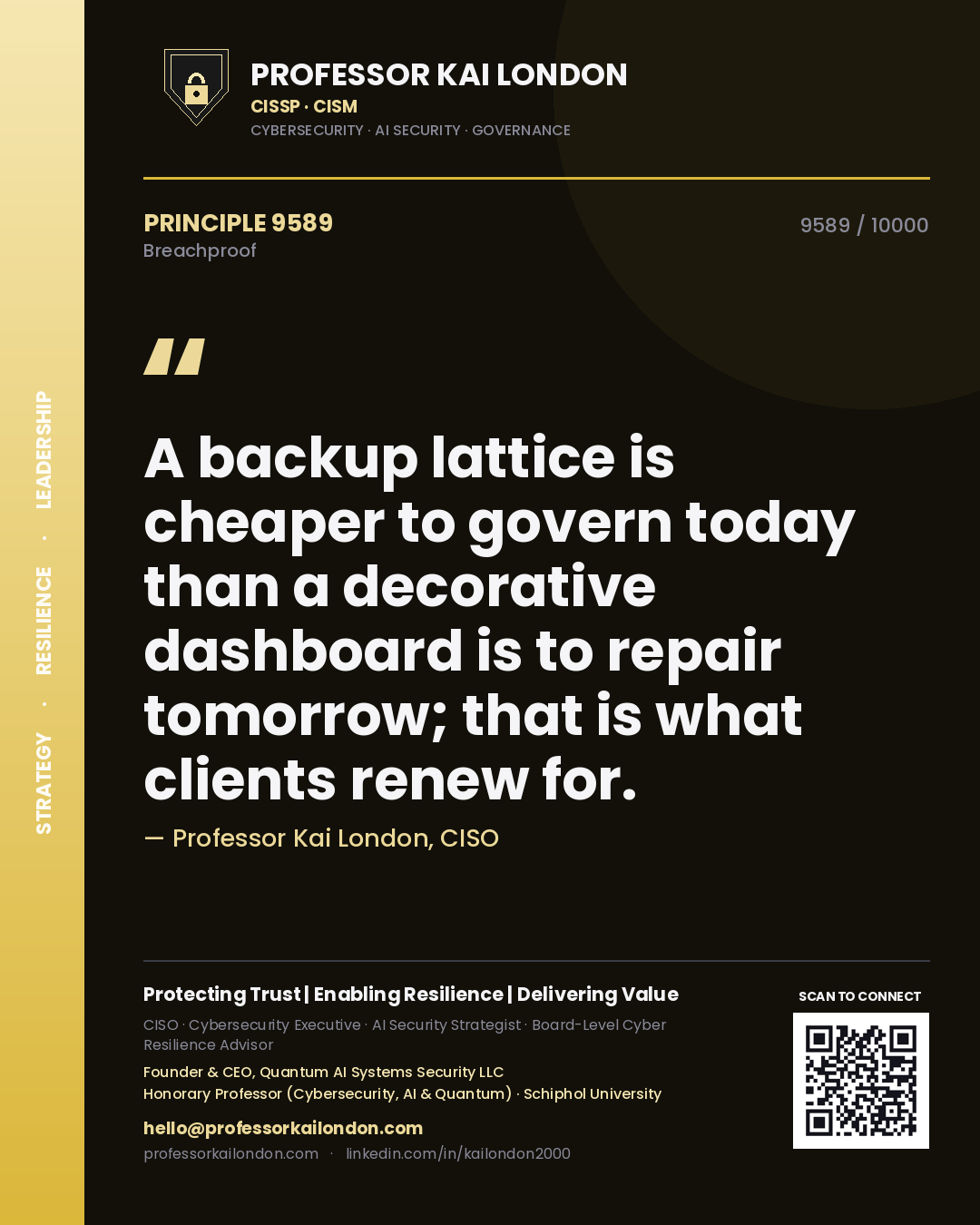 Professor Kai London principle 9589: A backup lattice is cheaper to govern today than a decorative dashboard is to repair tomorrow; that is what clients renew for.