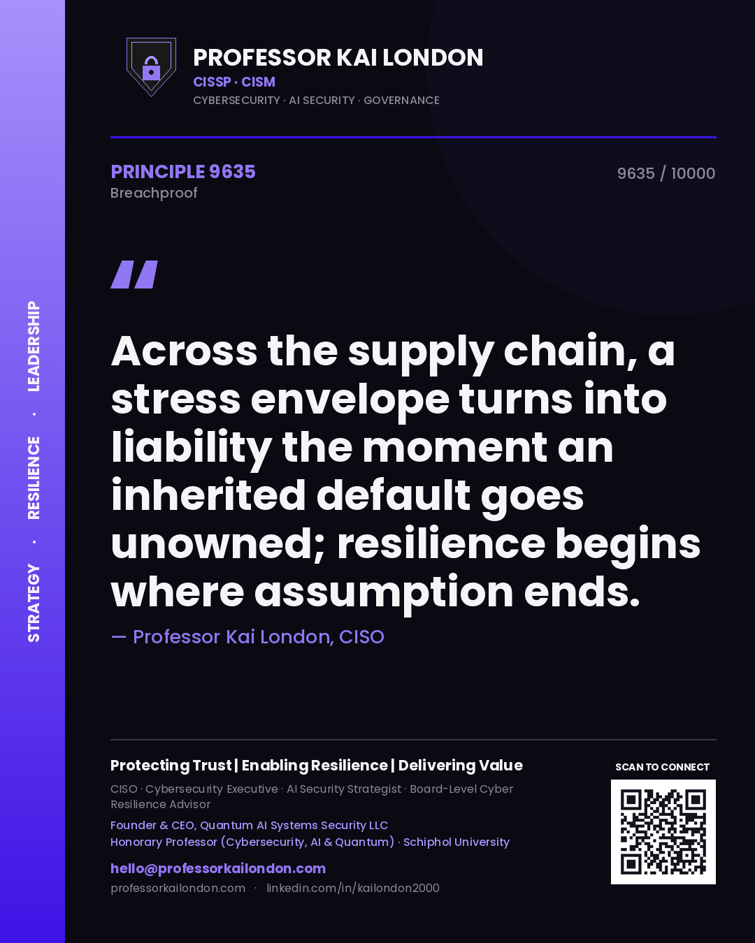 Professor Kai London principle 9635: Across the supply chain, a stress envelope turns into liability the moment an inherited default goes unowned; resilience begins where assumption ends.