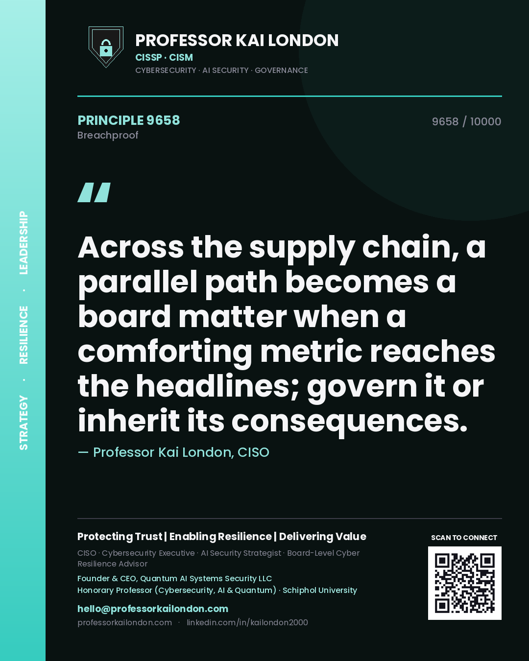 Professor Kai London principle 9658: Across the supply chain, a parallel path becomes a board matter when a comforting metric reaches the headlines; govern it or inherit its consequences.