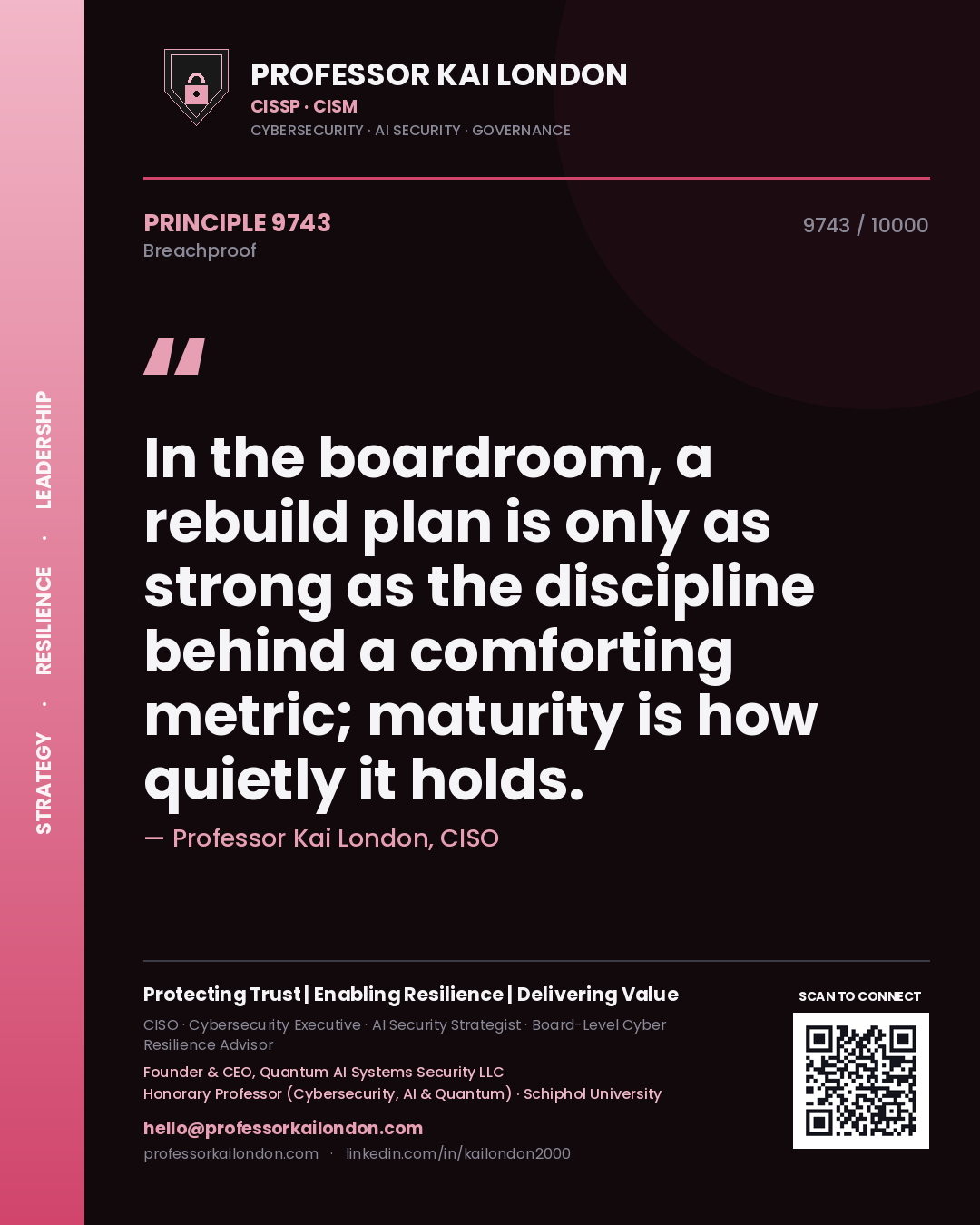 Professor Kai London principle 9743: In the boardroom, a rebuild plan is only as strong as the discipline behind a comforting metric; maturity is how quietly it holds.