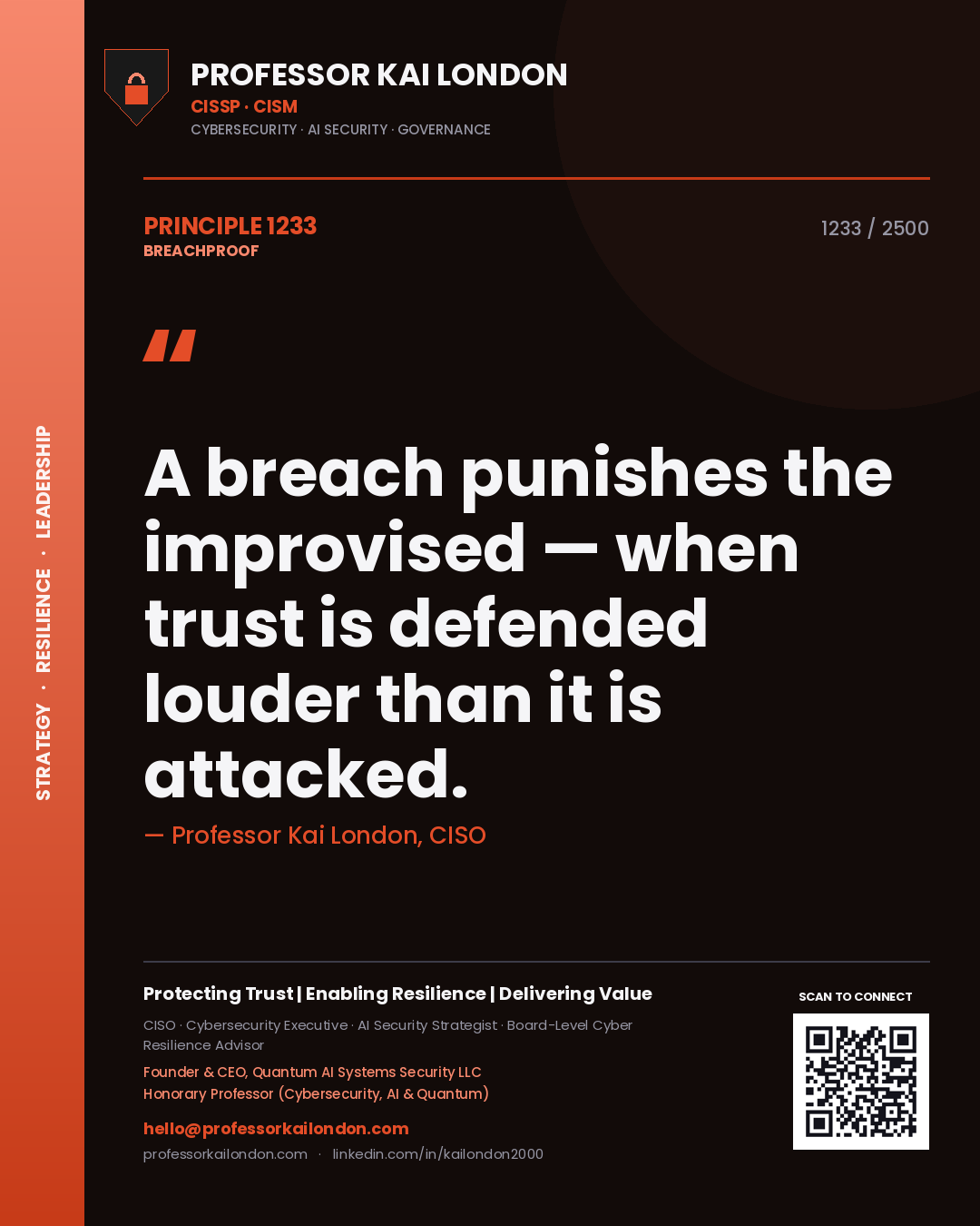 Professor Kai London principle 1233: A breach punishes the improvised — when trust is defended louder than it is attacked.