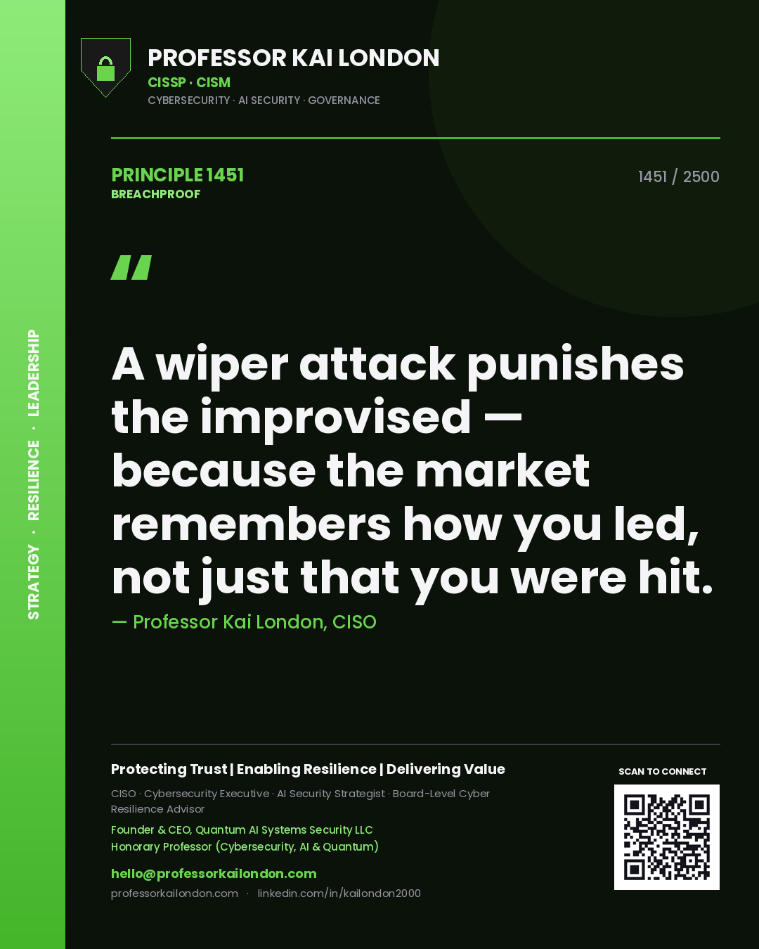 Professor Kai London principle 1451: A wiper attack punishes the improvised — because the market remembers how you led, not just that you were hit.