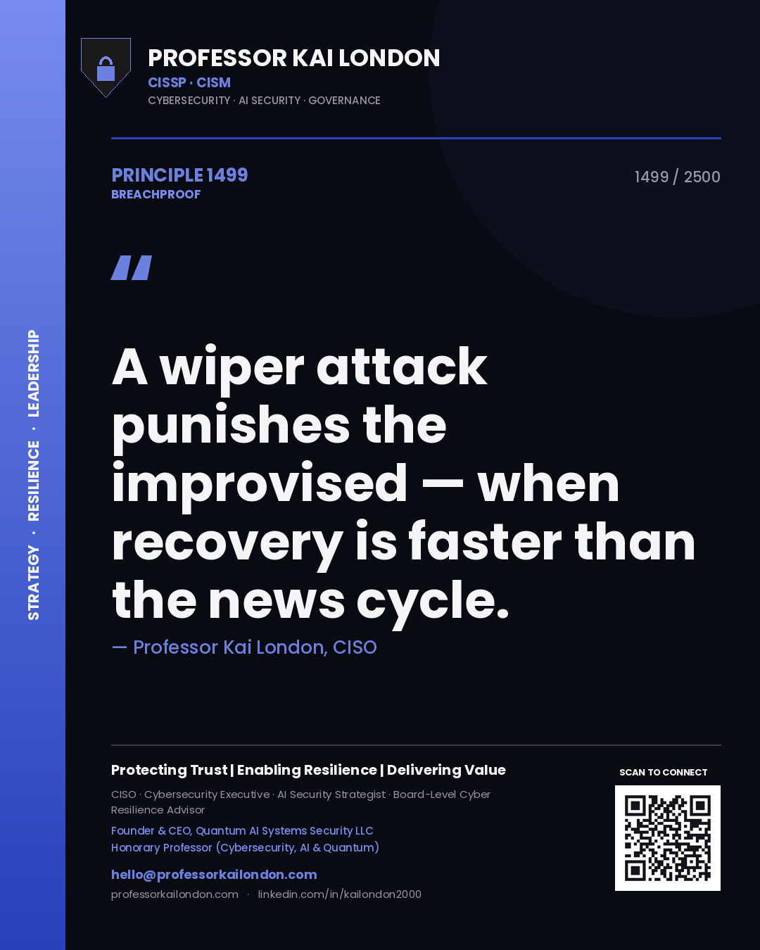 Professor Kai London principle 1499: A wiper attack punishes the improvised — when recovery is faster than the news cycle.