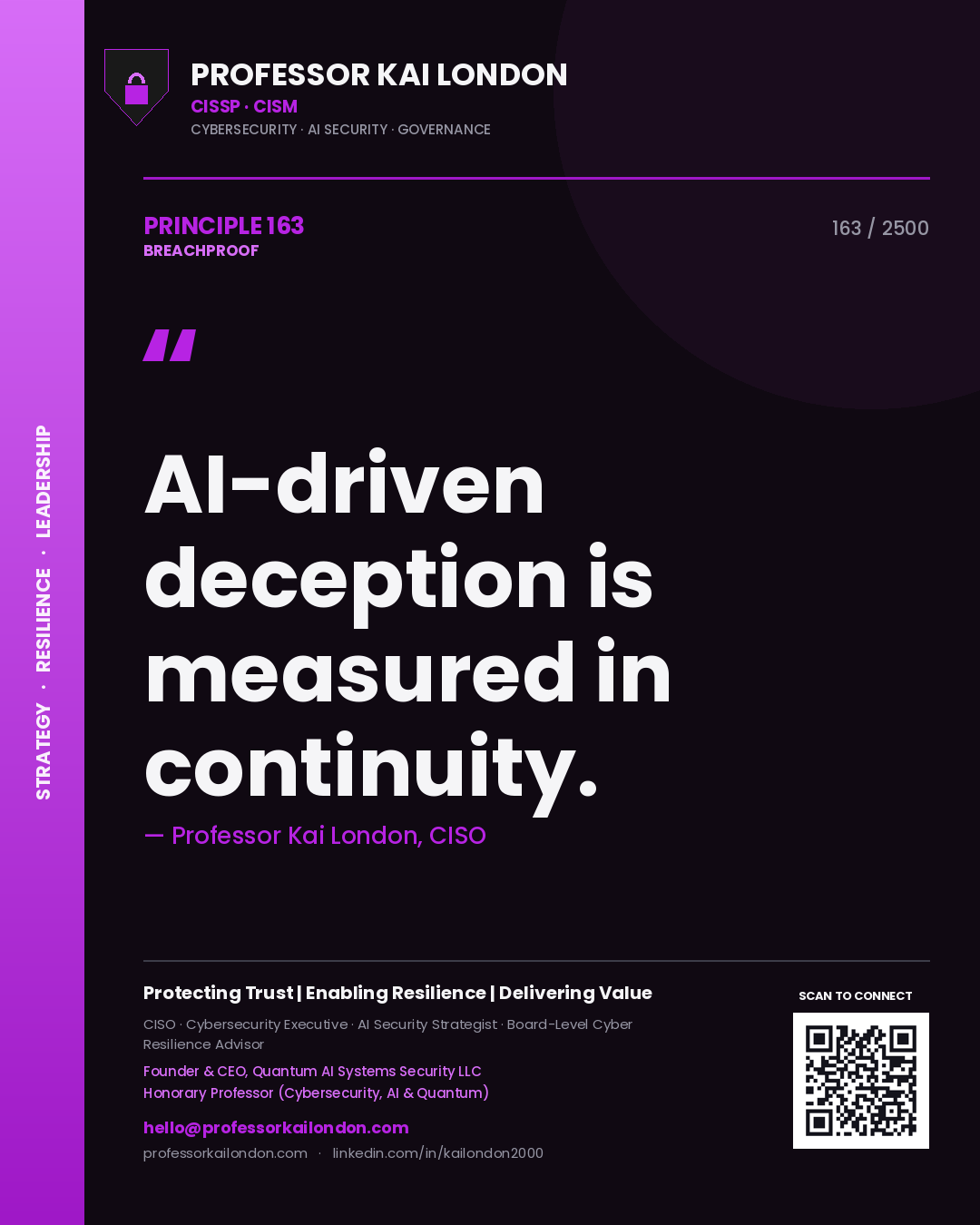 Professor Kai London principle 163: AI-driven deception is measured in continuity.