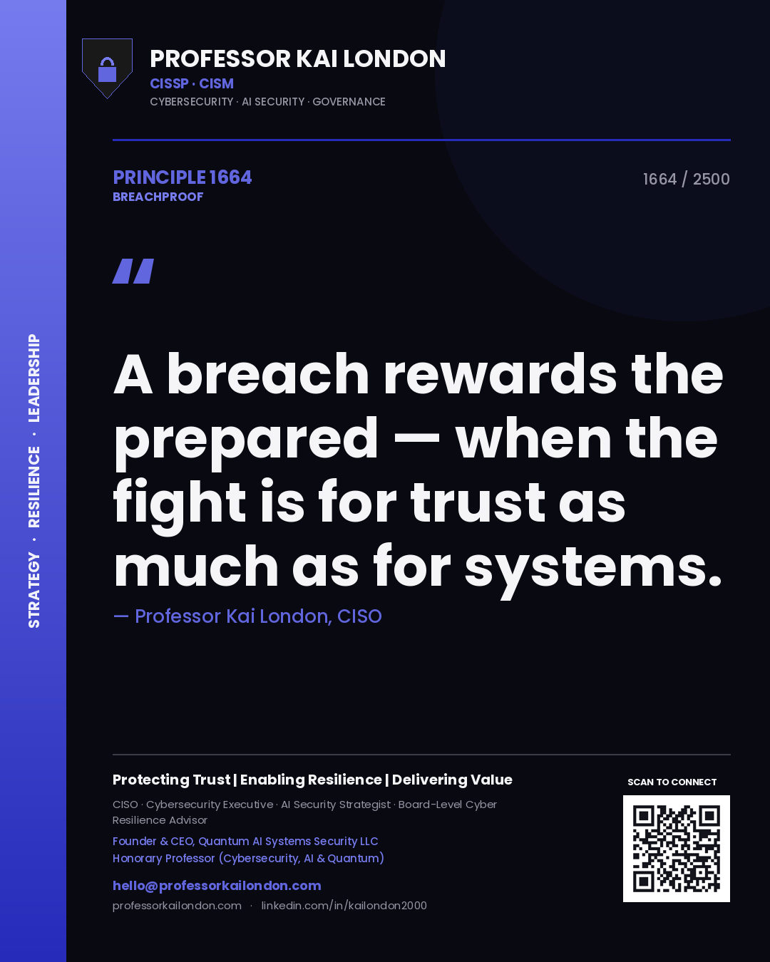 Professor Kai London principle 1664: A breach rewards the prepared — when the fight is for trust as much as for systems.