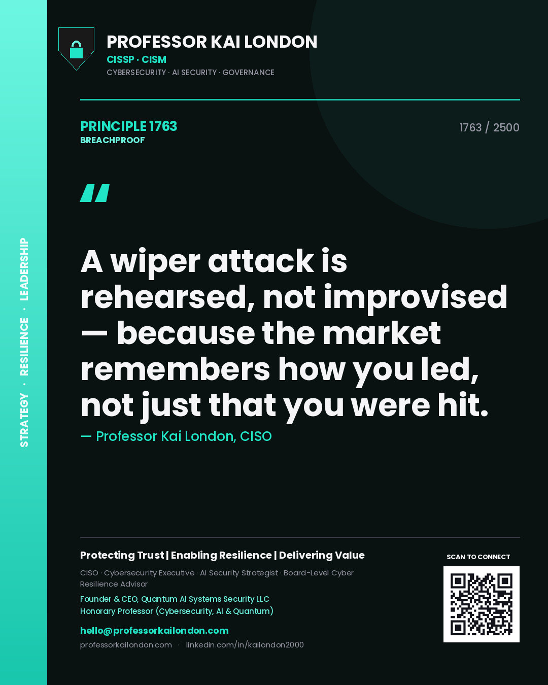 Professor Kai London principle 1763: A wiper attack is rehearsed, not improvised — because the market remembers how you led, not just that you were hit.