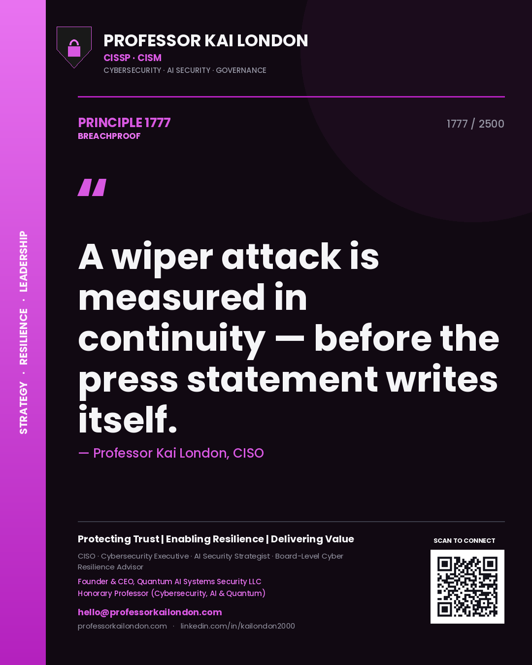 Professor Kai London principle 1777: A wiper attack is measured in continuity — before the press statement writes itself.