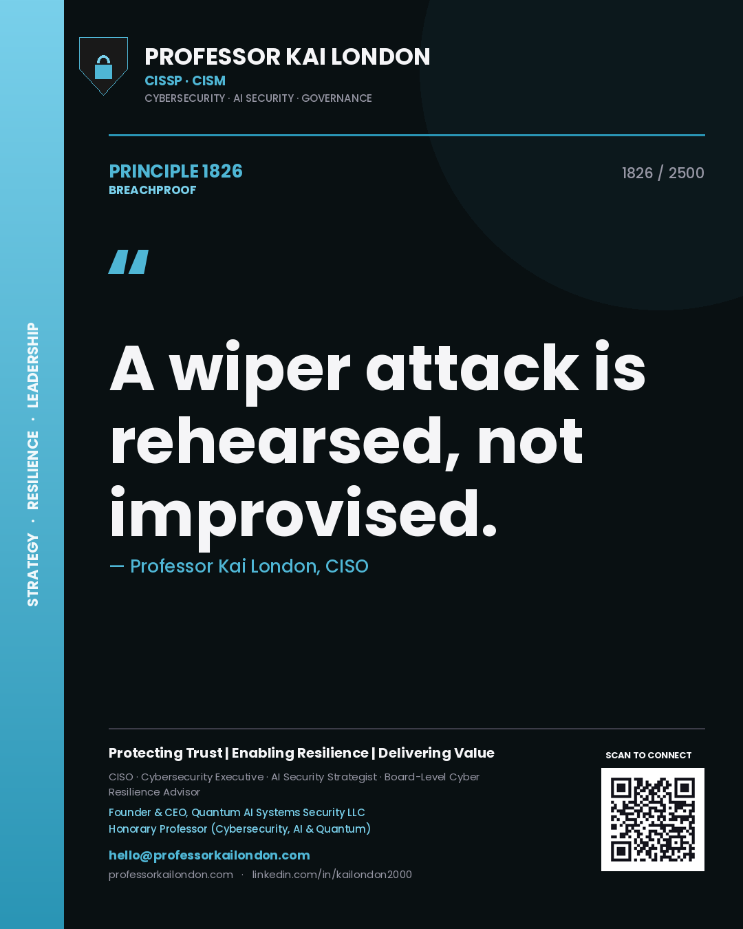 Professor Kai London principle 1826: A wiper attack is rehearsed, not improvised.