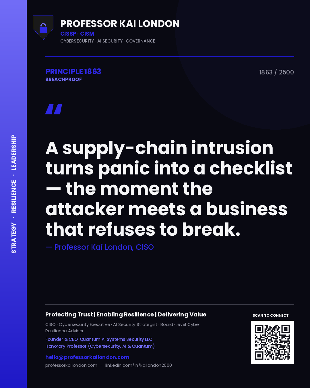 Professor Kai London principle 1863: A supply-chain intrusion turns panic into a checklist — the moment the attacker meets a business that refuses to break.