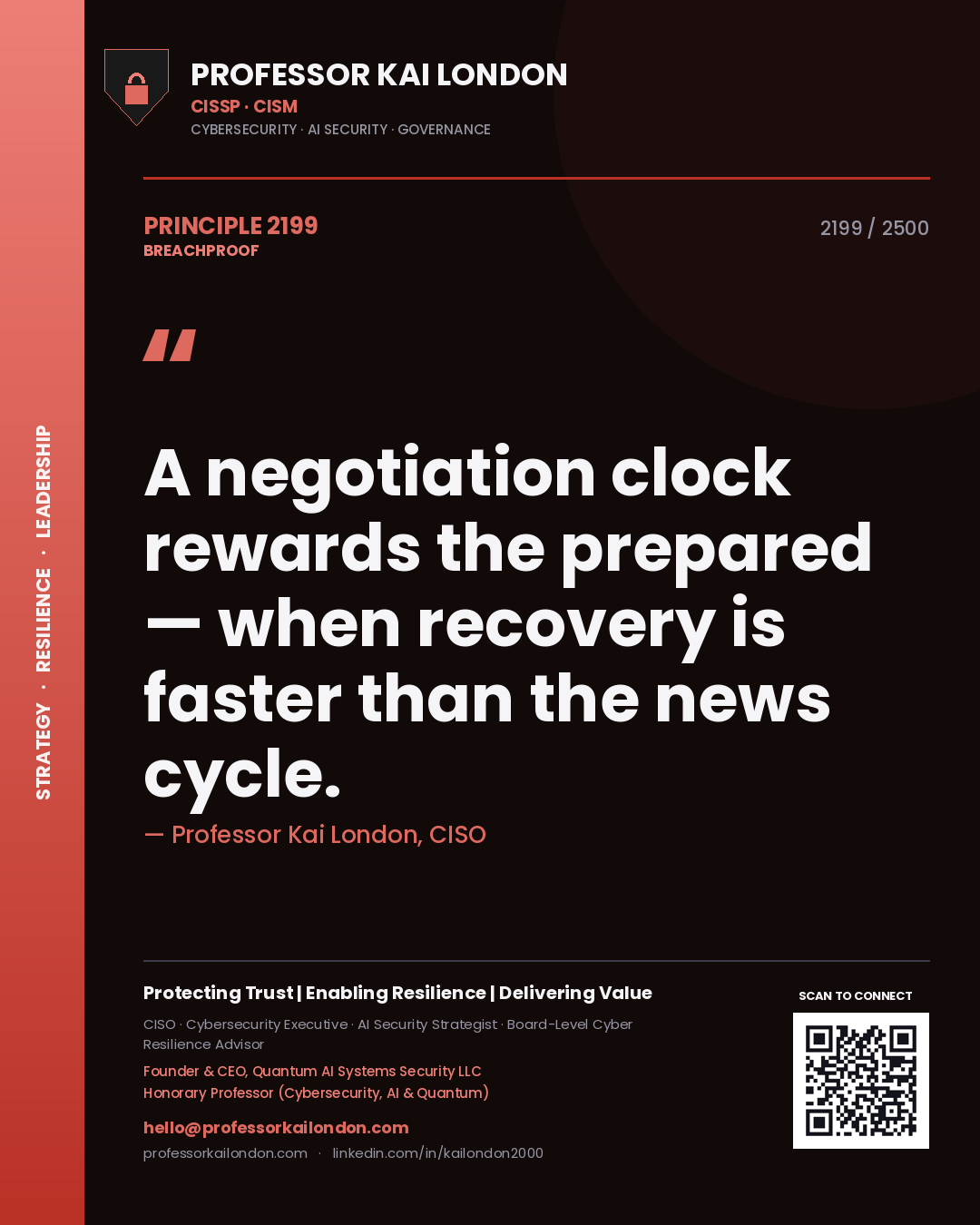 Professor Kai London principle 2199: A negotiation clock rewards the prepared — when recovery is faster than the news cycle.