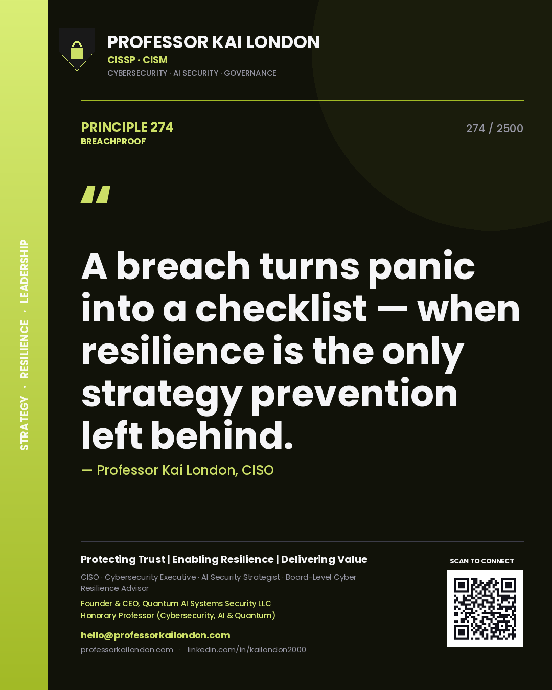 Professor Kai London principle 274: A breach turns panic into a checklist — when resilience is the only strategy prevention left behind.