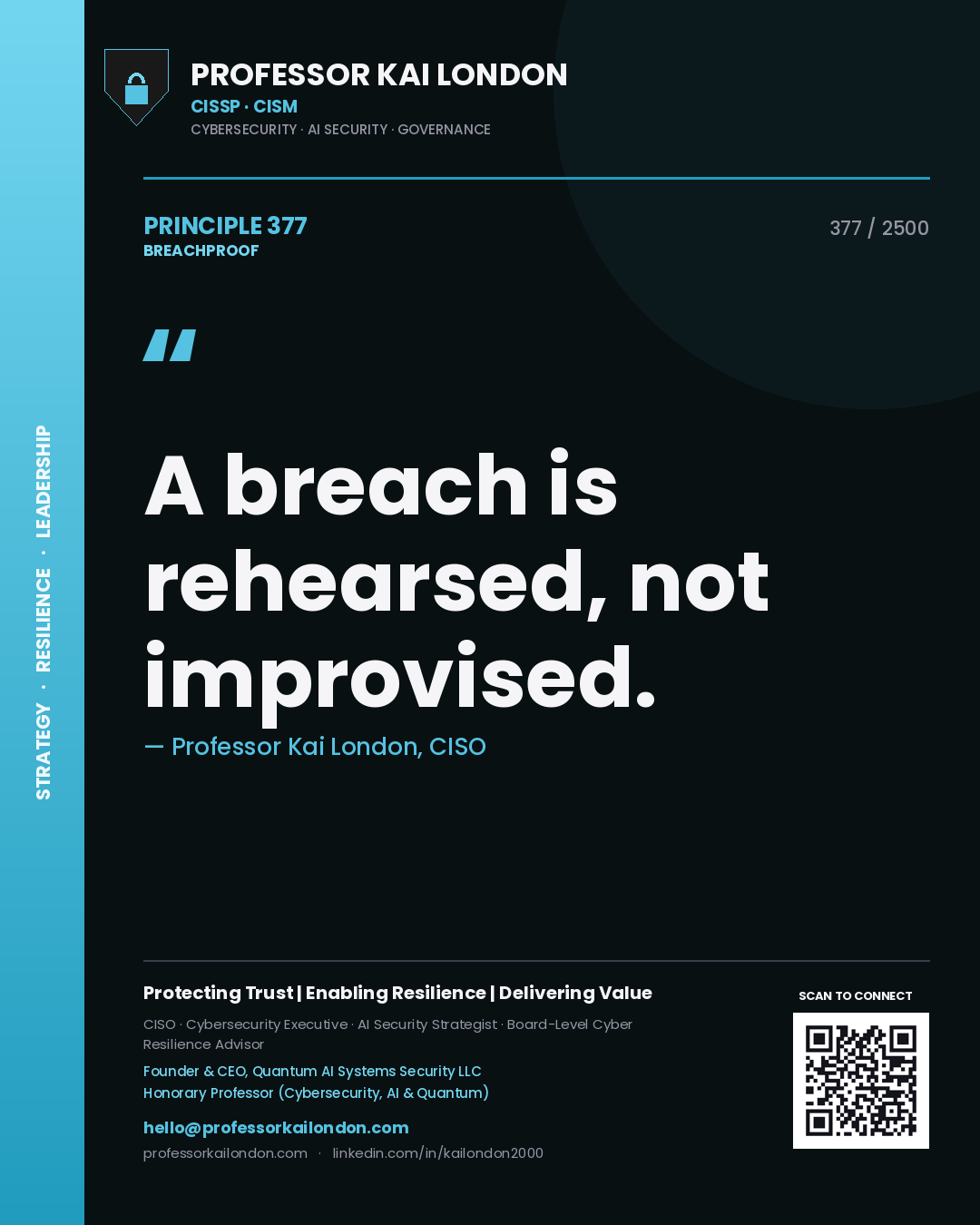 Professor Kai London principle 377: A breach is rehearsed, not improvised.