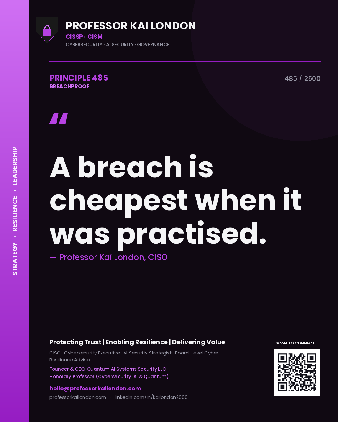 Professor Kai London principle 485: A breach is cheapest when it was practised.