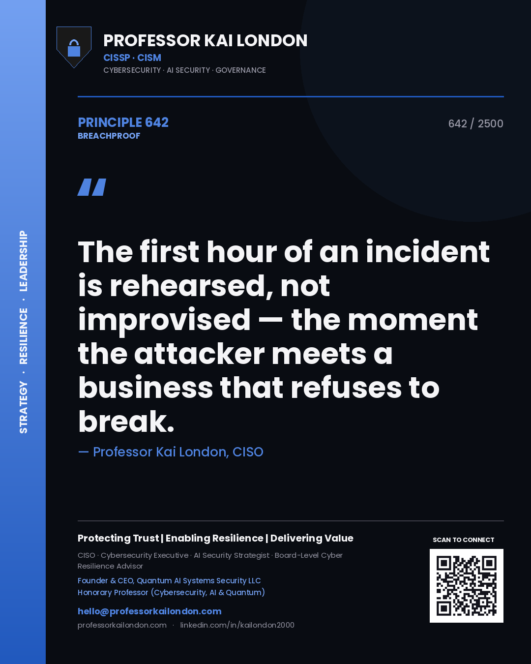 Professor Kai London principle 642: The first hour of an incident is rehearsed, not improvised — the moment the attacker meets a business that refuses to break.