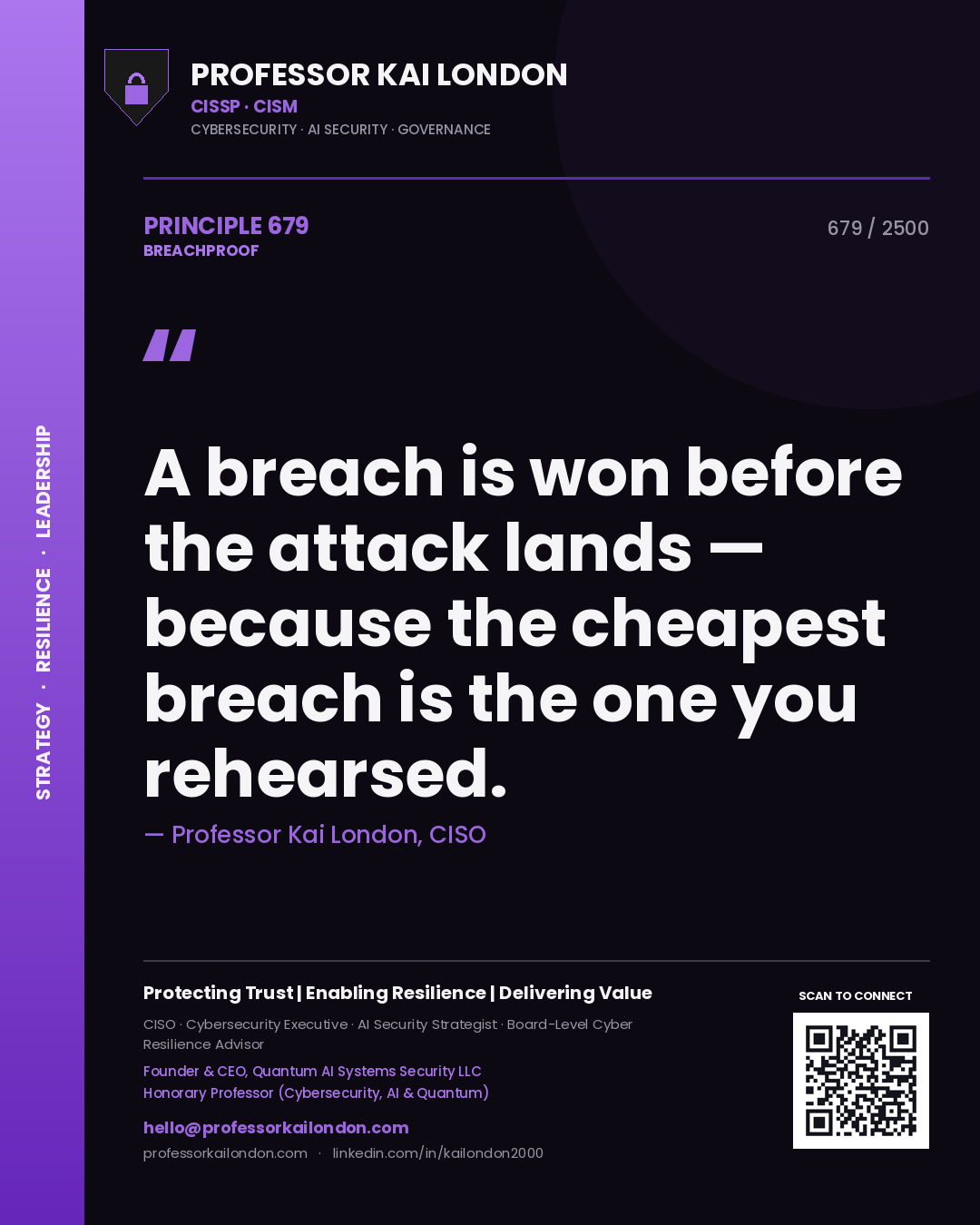 Professor Kai London principle 679: A breach is won before the attack lands — because the cheapest breach is the one you rehearsed.