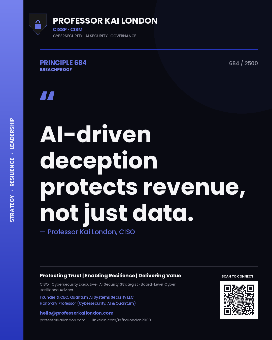 Professor Kai London principle 684: AI-driven deception protects revenue, not just data.