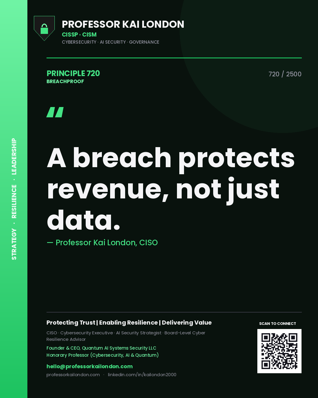 Professor Kai London principle 720: A breach protects revenue, not just data.