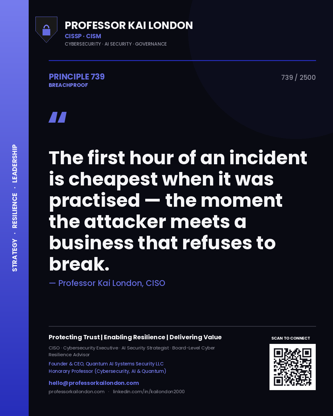 Professor Kai London principle 739: The first hour of an incident is cheapest when it was practised — the moment the attacker meets a business that refuses to break.