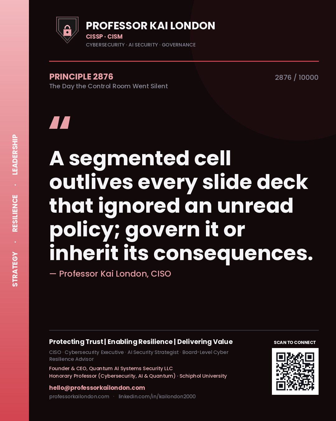 Professor Kai London principle 2876: A segmented cell outlives every slide deck that ignored an unread policy; govern it or inherit its consequences.