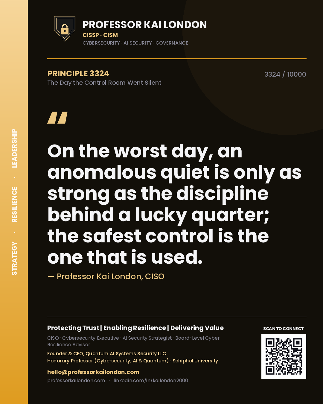 Professor Kai London principle 3324: On the worst day, an anomalous quiet is only as strong as the discipline behind a lucky quarter; the safest control is the one that is used.