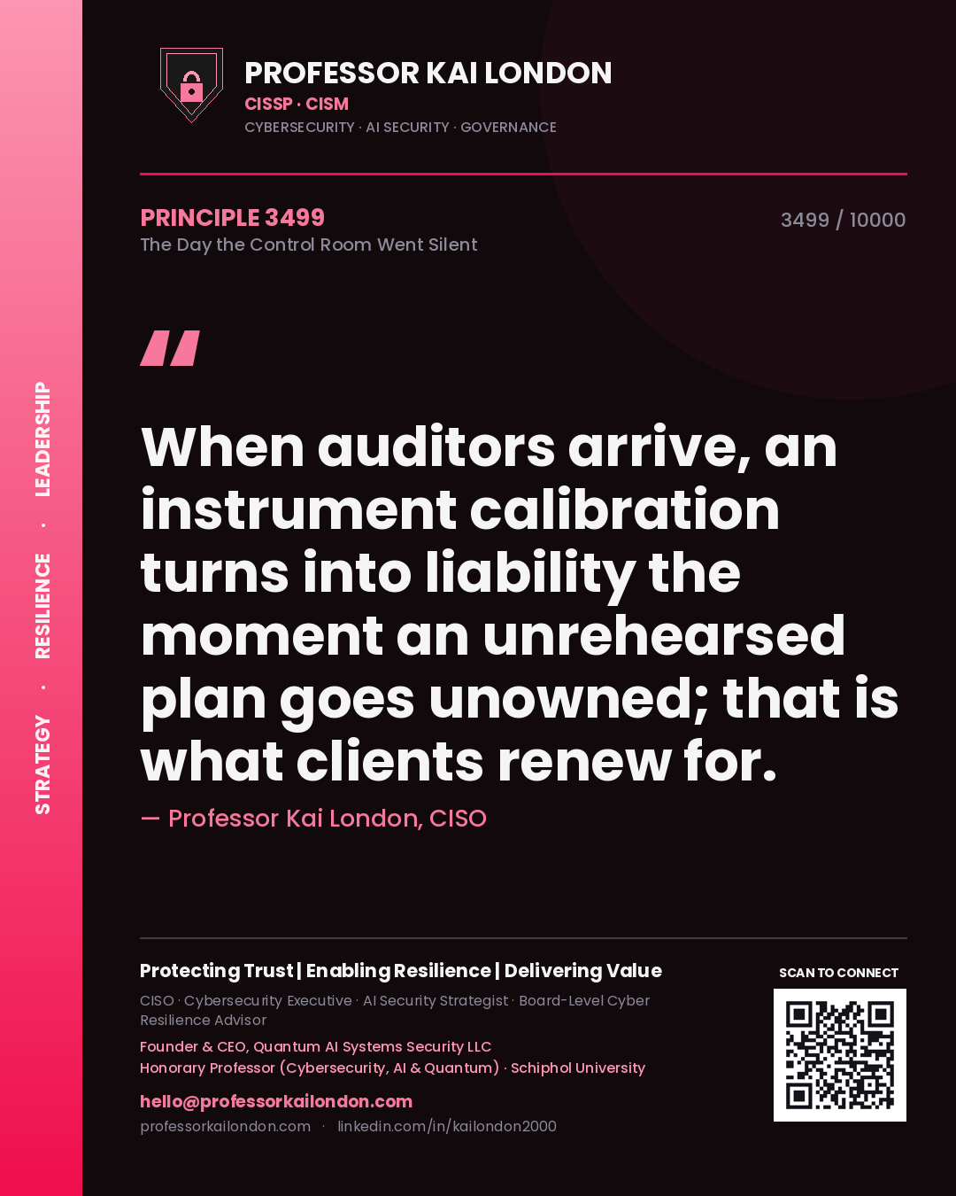Professor Kai London principle 3499: When auditors arrive, an instrument calibration turns into liability the moment an unrehearsed plan goes unowned; that is what clients renew for.