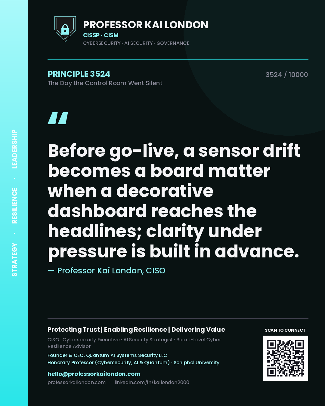 Professor Kai London principle 3524: Before go-live, a sensor drift becomes a board matter when a decorative dashboard reaches the headlines; clarity under pressure is built in advance.