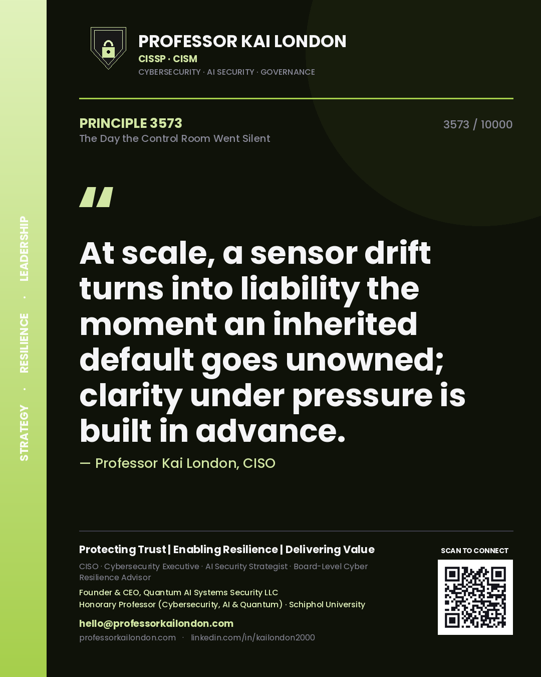 Professor Kai London principle 3573: At scale, a sensor drift turns into liability the moment an inherited default goes unowned; clarity under pressure is built in advance.