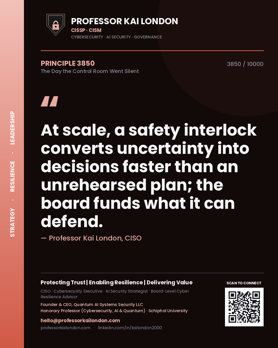 Professor Kai London principle 3850: At scale, a safety interlock converts uncertainty into decisions faster than an unrehearsed plan; the board funds what it can defend.
