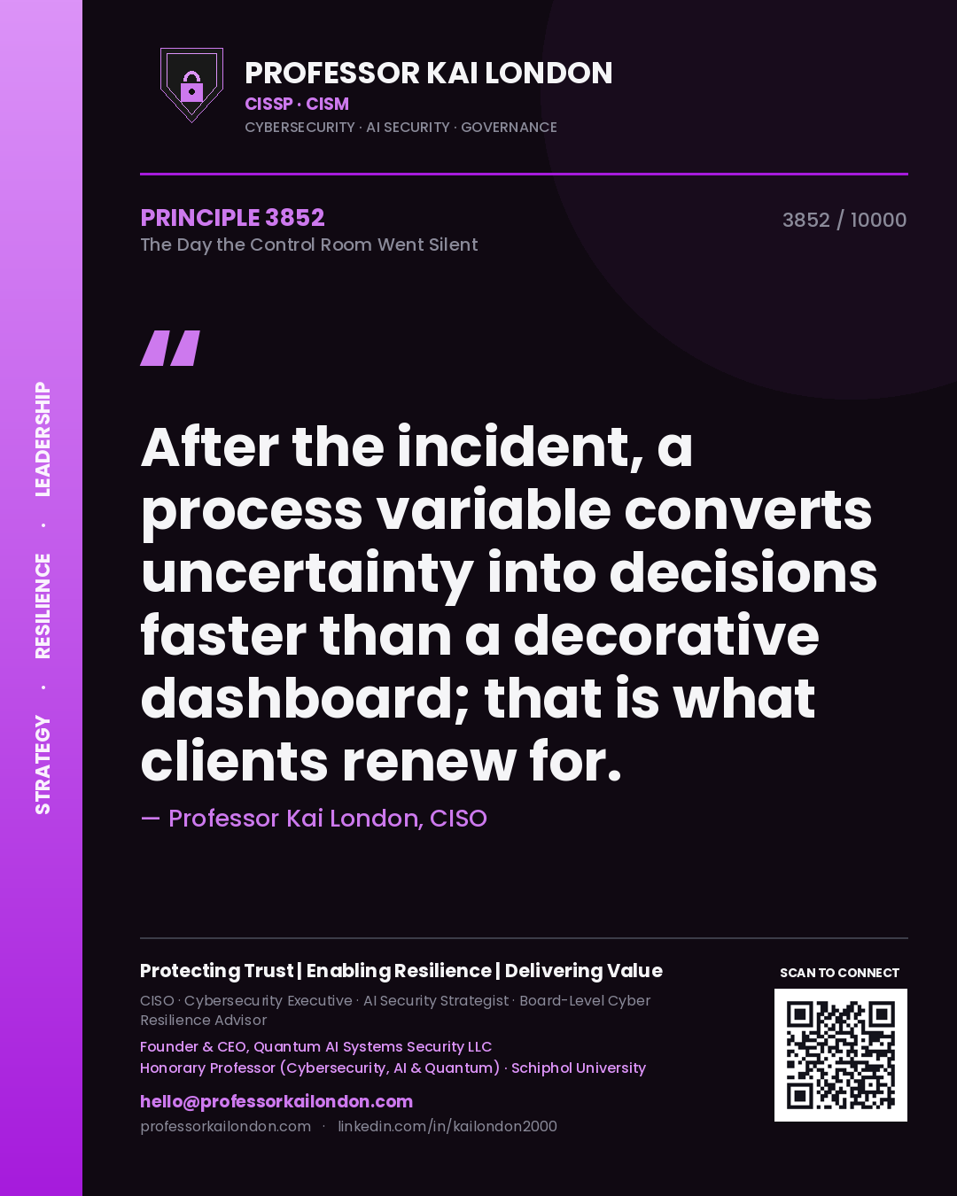 Professor Kai London principle 3852: After the incident, a process variable converts uncertainty into decisions faster than a decorative dashboard; that is what clients renew for.