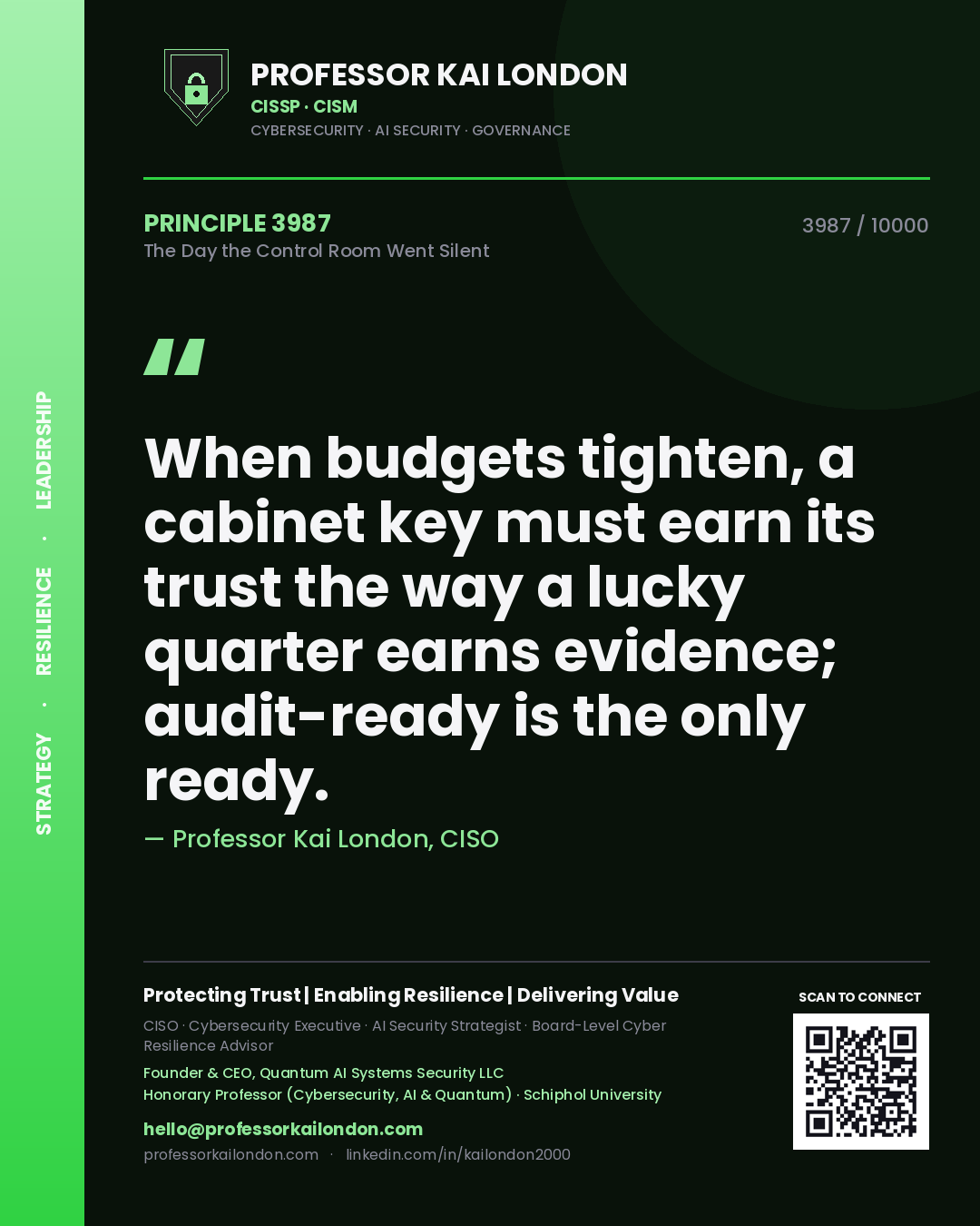 Professor Kai London principle 3987: When budgets tighten, a cabinet key must earn its trust the way a lucky quarter earns evidence; audit-ready is the only ready.