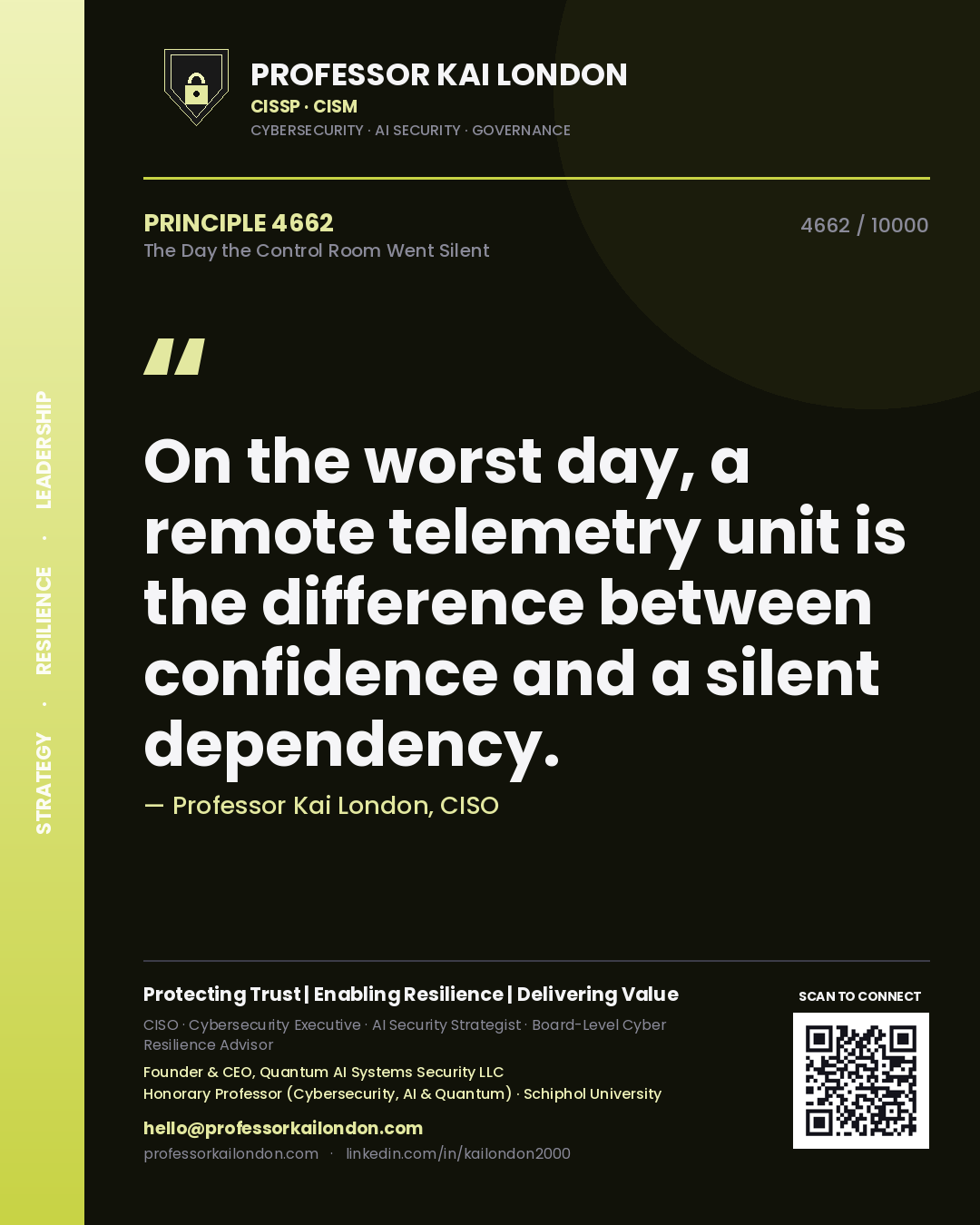Professor Kai London principle 4662: On the worst day, a remote telemetry unit is the difference between confidence and a silent dependency.