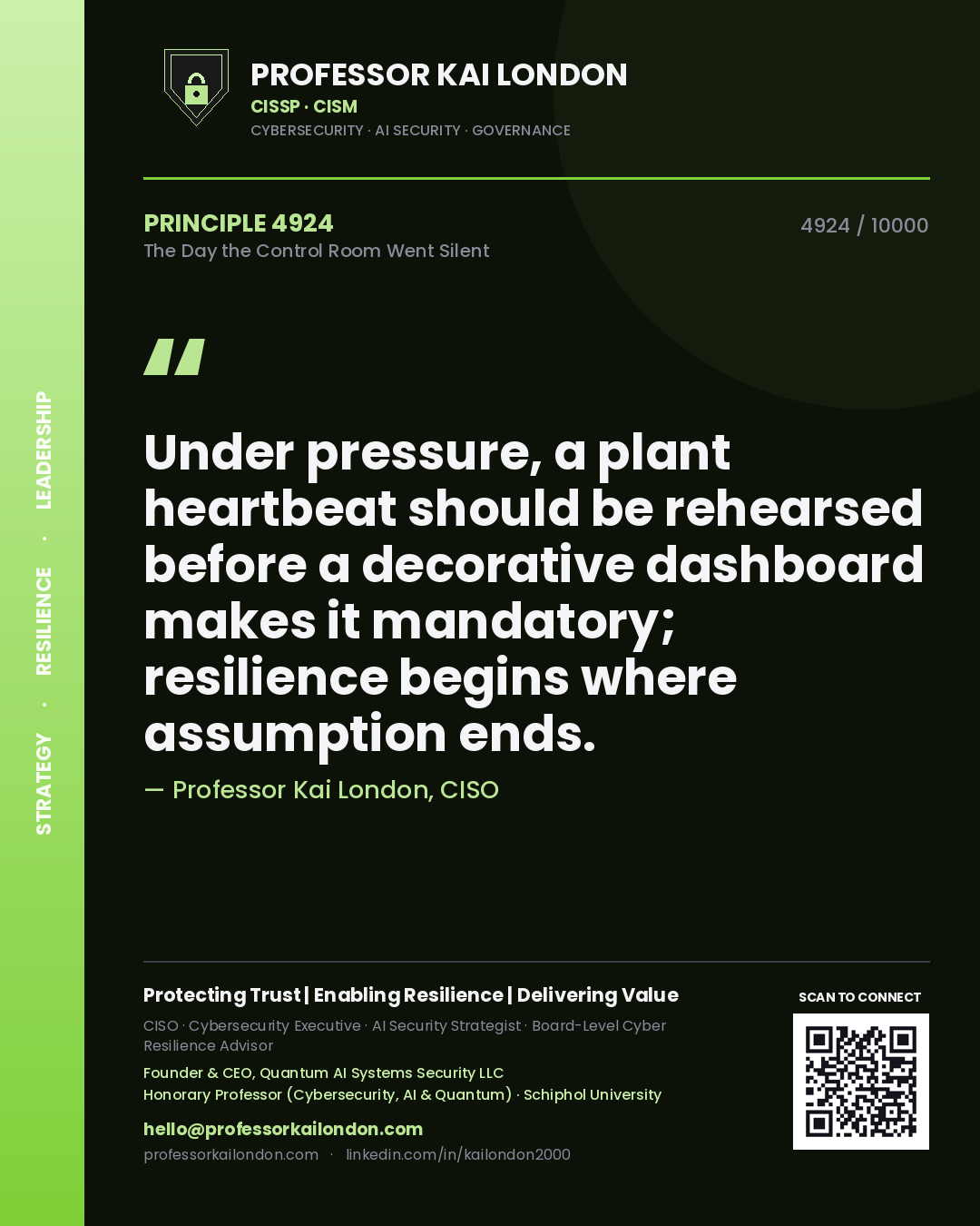 Professor Kai London principle 4924: Under pressure, a plant heartbeat should be rehearsed before a decorative dashboard makes it mandatory; resilience begins where assumption ends.