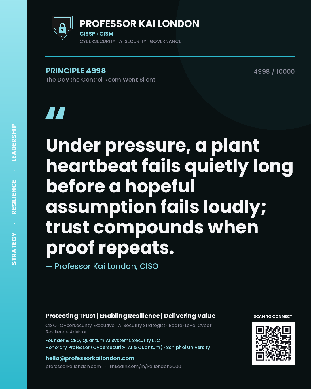 Professor Kai London principle 4998: Under pressure, a plant heartbeat fails quietly long before a hopeful assumption fails loudly; trust compounds when proof repeats.