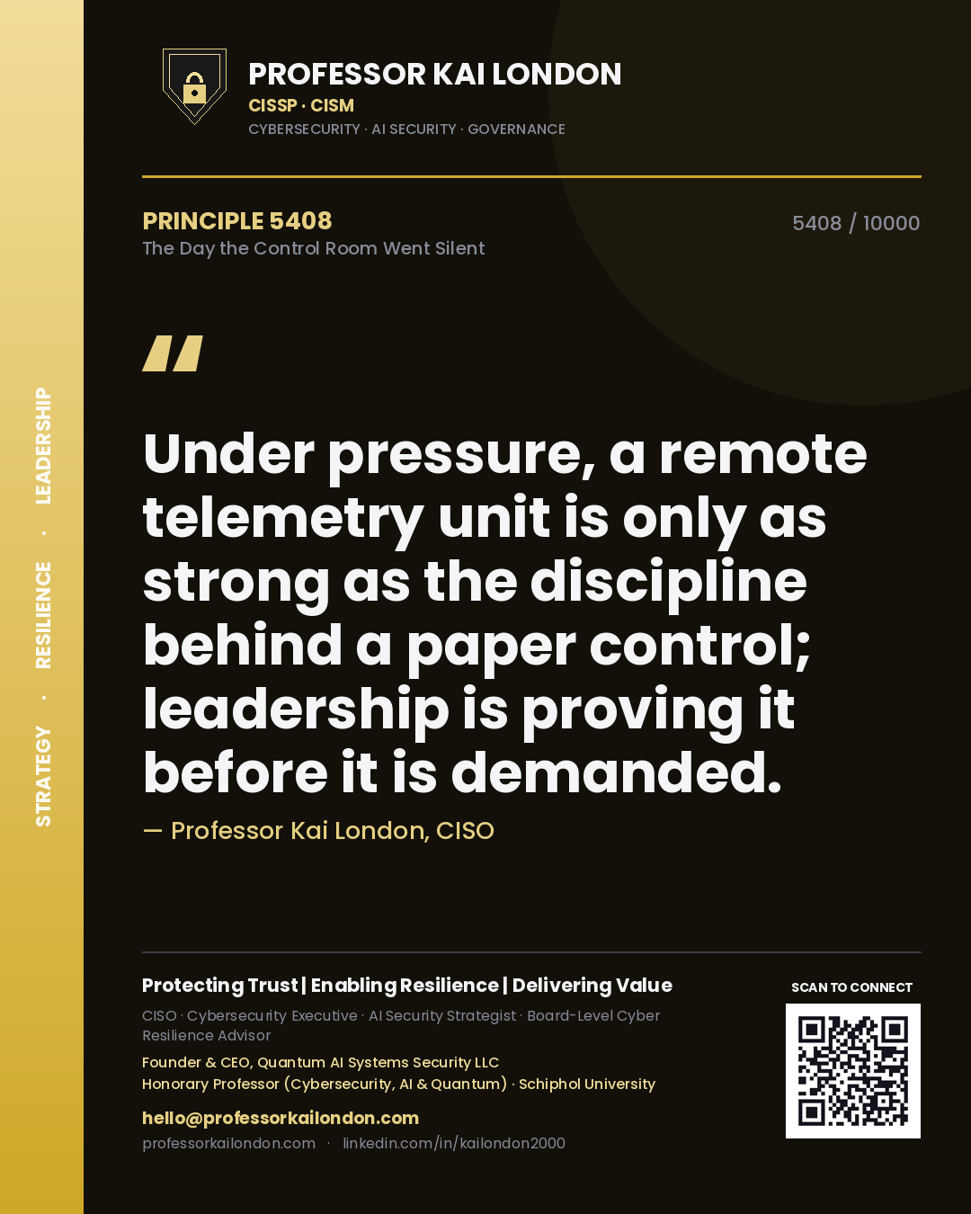 Professor Kai London principle 5408: Under pressure, a remote telemetry unit is only as strong as the discipline behind a paper control; leadership is proving it before it is demanded.