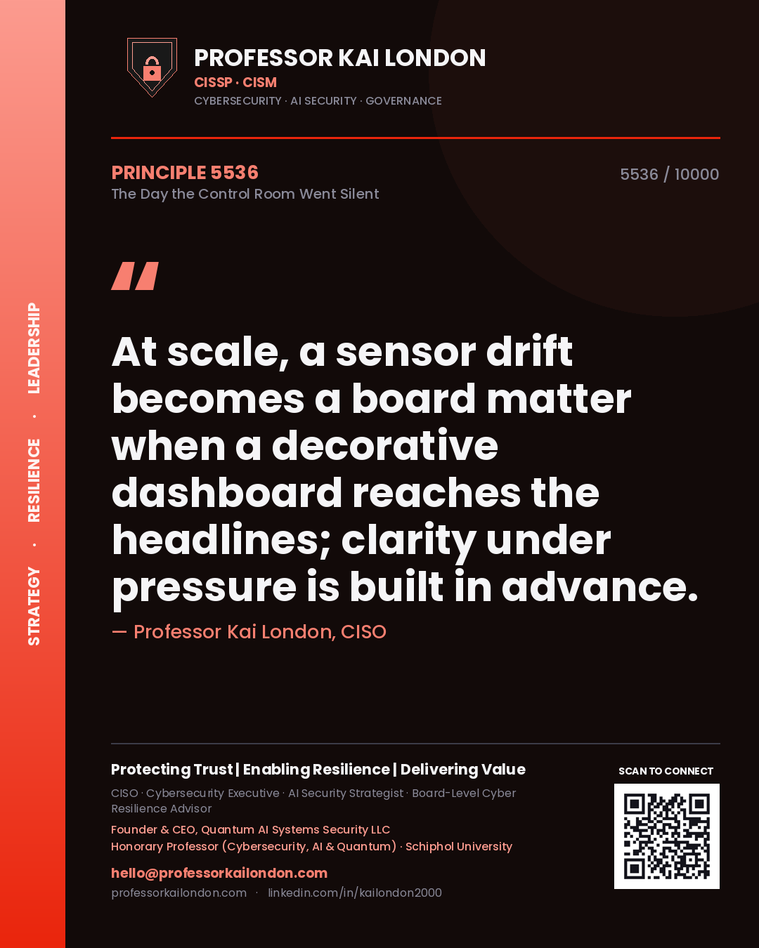 Professor Kai London principle 5536: At scale, a sensor drift becomes a board matter when a decorative dashboard reaches the headlines; clarity under pressure is built in advance.