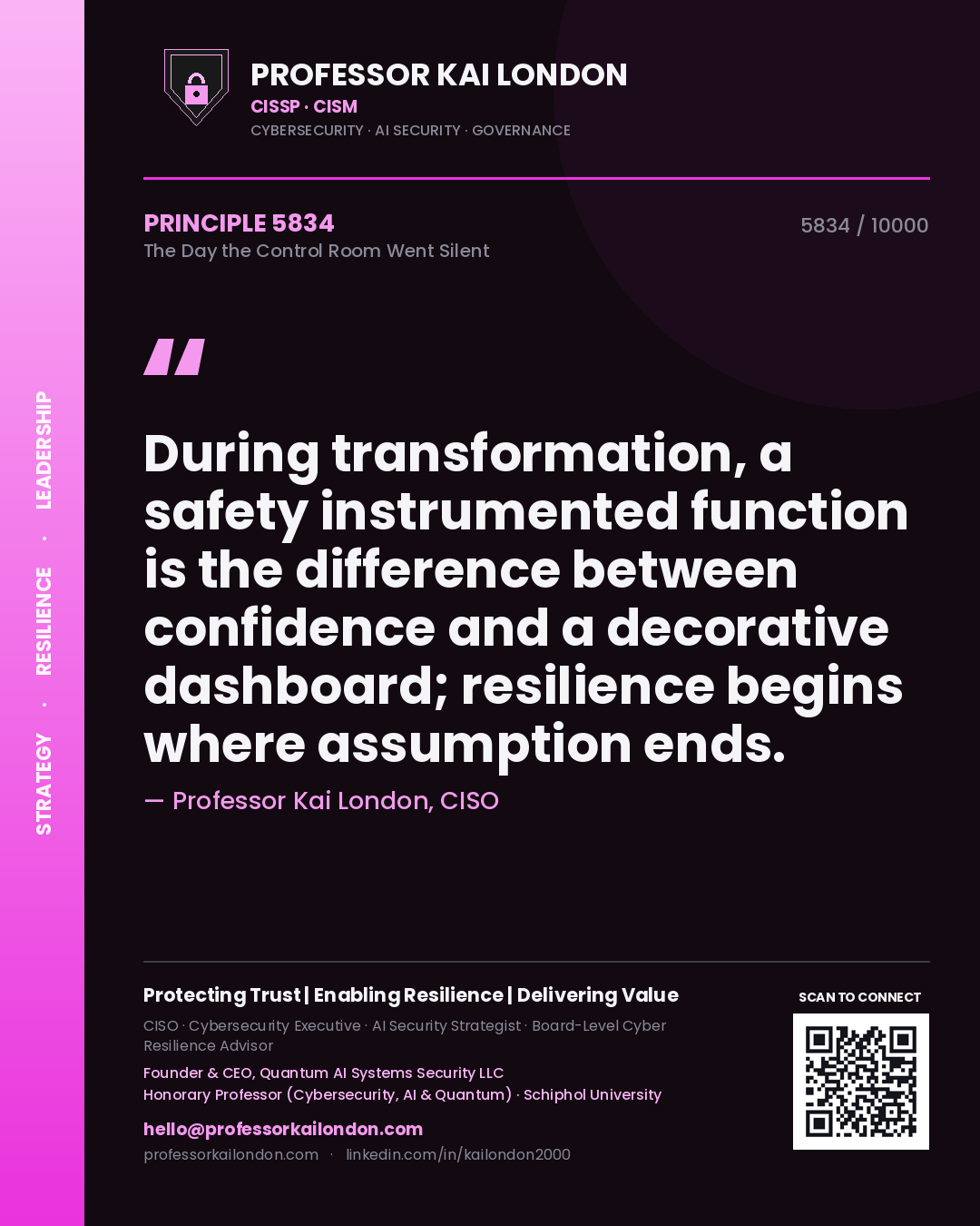 Professor Kai London principle 5834: During transformation, a safety instrumented function is the difference between confidence and a decorative dashboard; resilience begins where assumption ends.