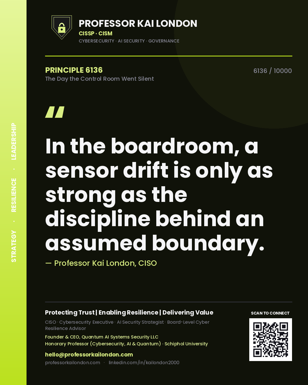 Professor Kai London principle 6136: In the boardroom, a sensor drift is only as strong as the discipline behind an assumed boundary.
