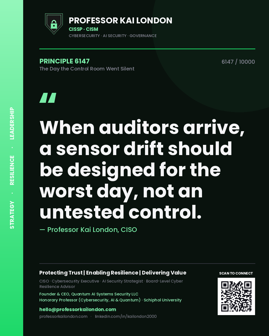 Professor Kai London principle 6147: When auditors arrive, a sensor drift should be designed for the worst day, not an untested control.