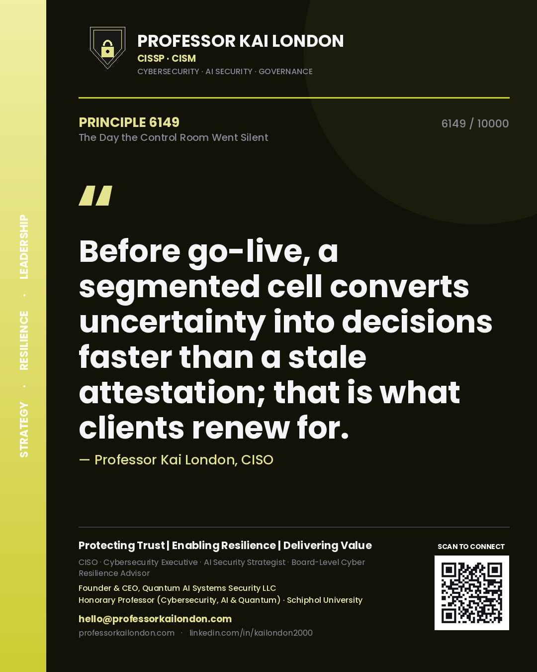 Professor Kai London principle 6149: Before go-live, a segmented cell converts uncertainty into decisions faster than a stale attestation; that is what clients renew for.