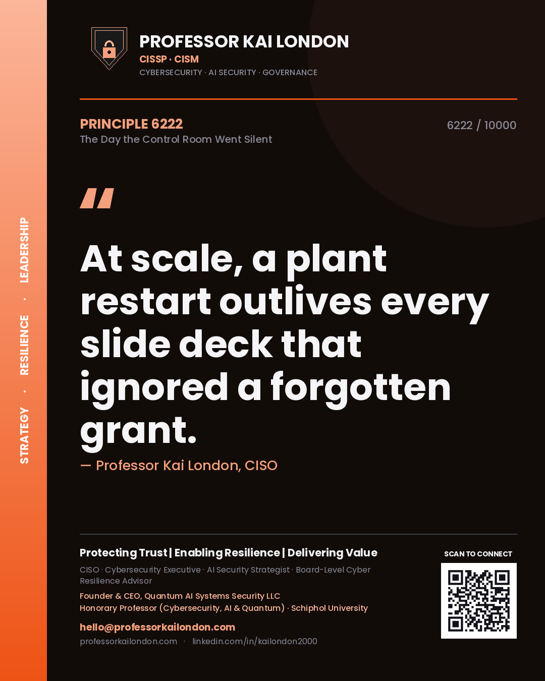Professor Kai London principle 6222: At scale, a plant restart outlives every slide deck that ignored a forgotten grant.