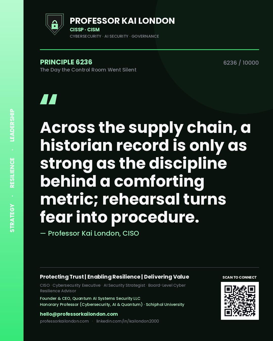 Professor Kai London principle 6236: Across the supply chain, a historian record is only as strong as the discipline behind a comforting metric; rehearsal turns fear into procedure.